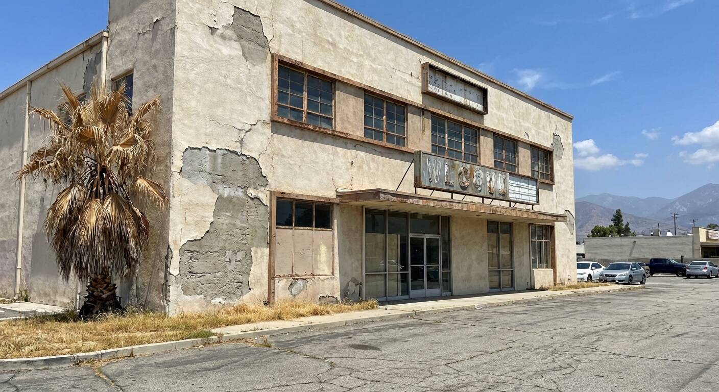 Commercial building in Riverside showing signs of wear and tear