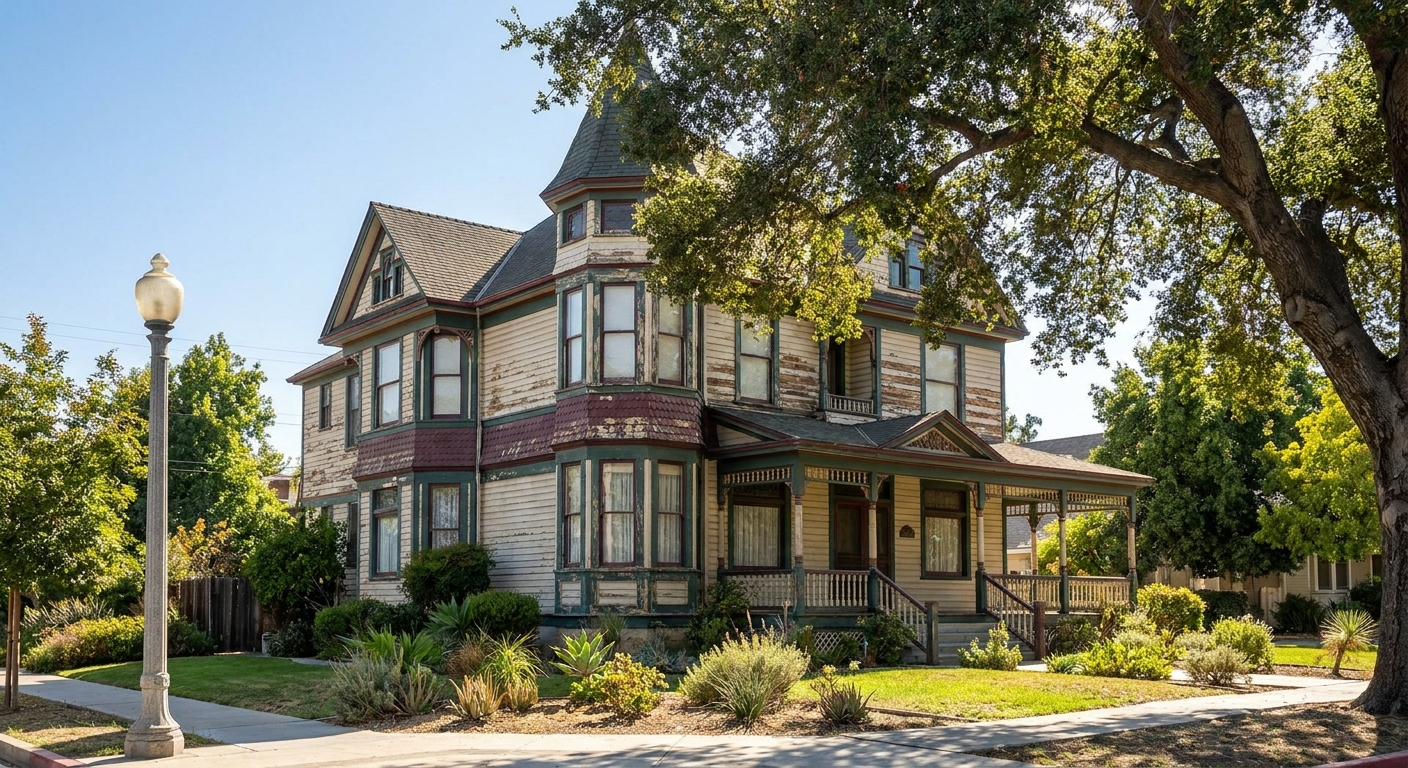 Historic Riverside home with fresh exterior paint job